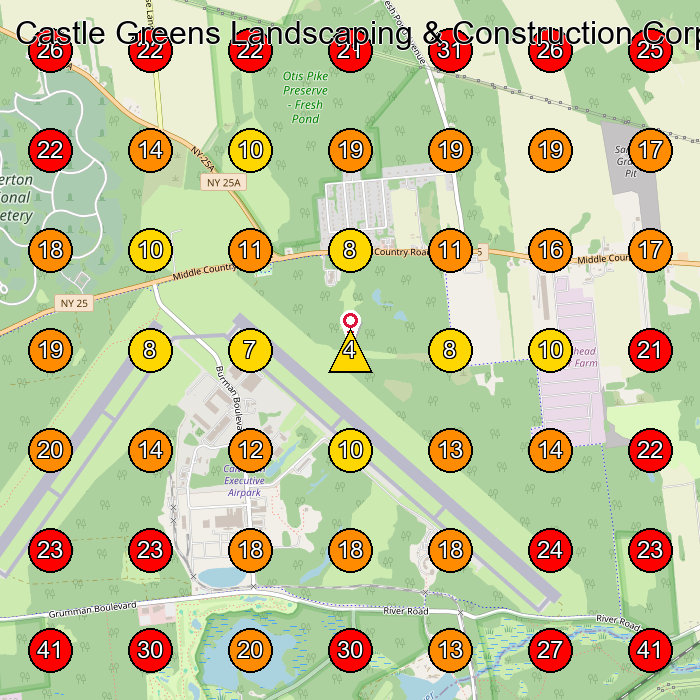 Castle Greens Landscaping & Construction Corp. GeoGrid visibility map for Masonry Contractor in None